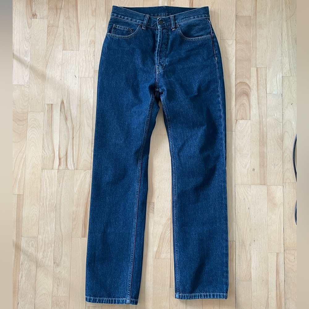 Carhartt WIP Men's 28x32 Dark Blue Nolan Jeans Straight Fit Button Fly 5 Pocket